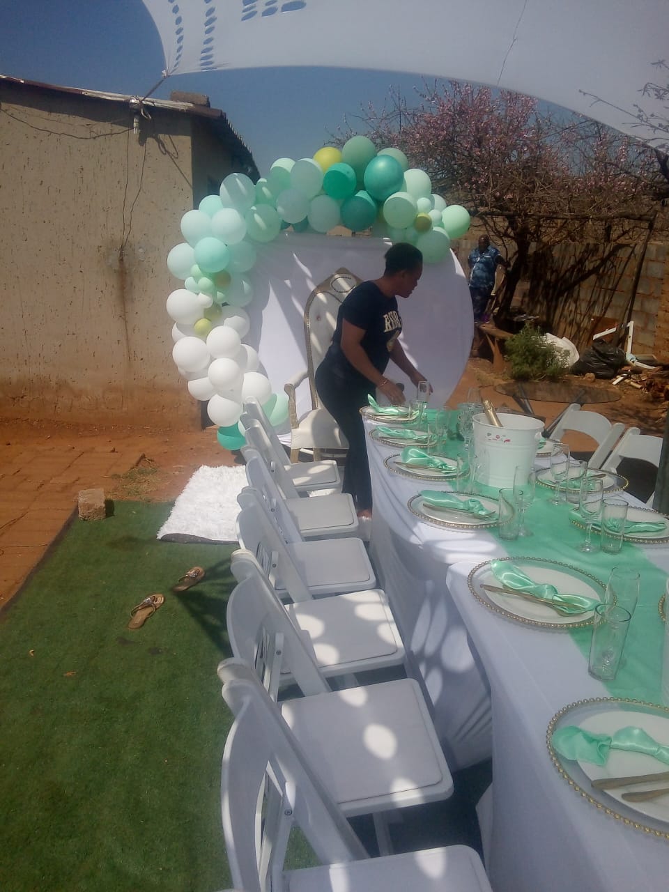 Green Theme Event Setup in Progress